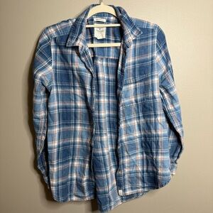 American Eagle Blue Plaid Boyfriend Fit Flannel Size Medium